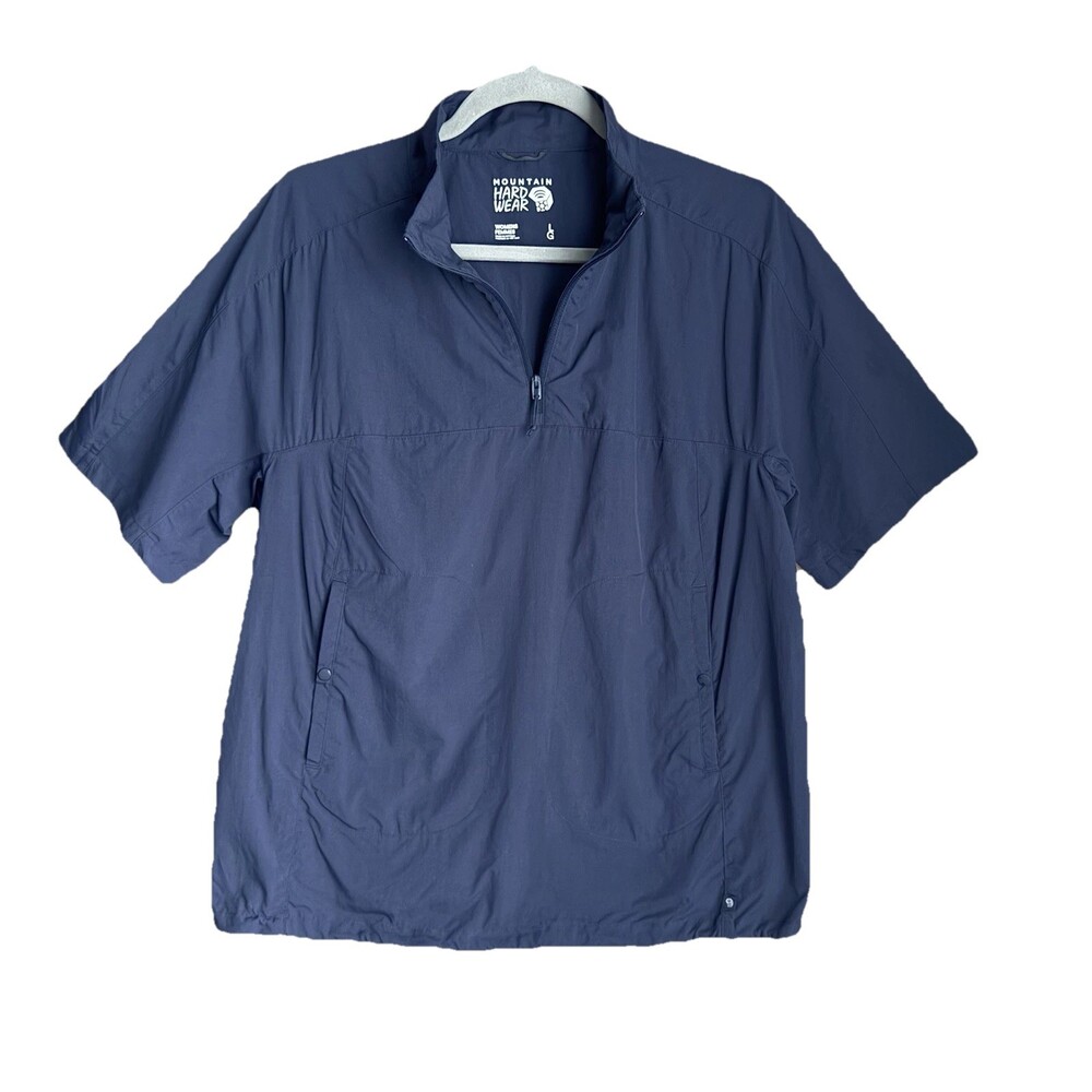 Mountain Hardwear Women's L Kor Preshell Short Sleeve Anorak Pullover Navy Blue